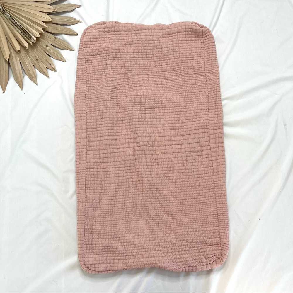 West Elm x Pottery Barn Kids Matelasse Organic Cotton Pink Changing Pad Cover